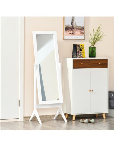 HOMCOM Tall Freestanding Dressing Mirror, Bedroom Full-Length Mirror with Adjustable Angle, 148x47cm, White 831-268WT