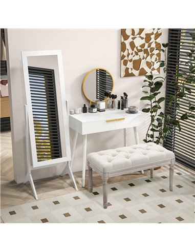 HOMCOM Tall Freestanding Dressing Mirror, Bedroom Full-Length Mirror with Adjustable Angle, 148x47cm, White 831-268WT