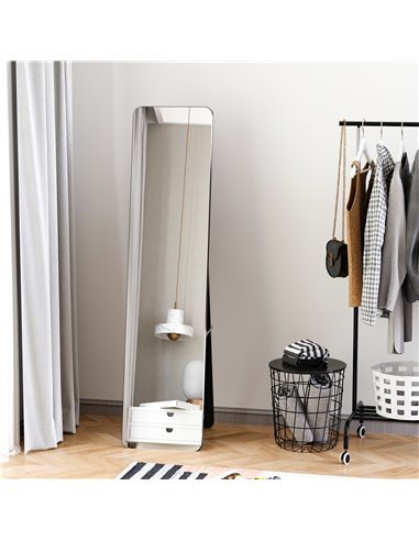 HOMCOM Full Length Mirror, Free Standing or Wall Hanging, Tall Full Body Mirror for Bedroom, Hallway, Black 831-390BK