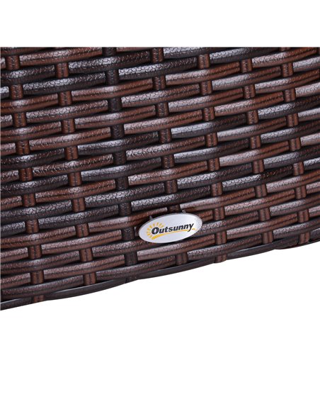 Outsunny Outdoor Patio Rattan Wicker Coffee Table Bistro Side Table w/ Umbrella Hole and Storage Space, Brown - pic 9419 | FastDaddyshop