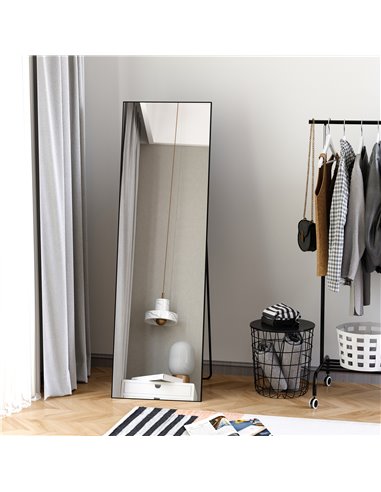 HOMCOM Free Standing Mirror w/ Anti-Slip Pads & Explosion-Proof Film for Bedroom & Dressing Room, 160 x 40cm, Black 831-387