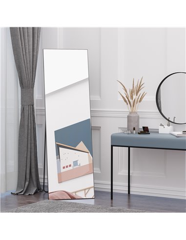 HOMCOM Free Standing Mirror w/ Anti-Slip Pads & Explosion-Proof Film for Bedroom & Dressing Room, 160 x 40cm, Black 831-387
