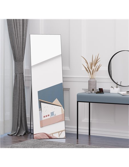 HOMCOM Free Standing Mirror w/ Anti-Slip Pads & Explosion-Proof Film for Bedroom & Dressing Room, 160 x 40cm, Black 831-387 - pic 94199 | FastDaddyshop