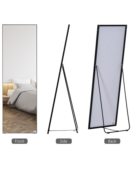 HOMCOM Free Standing Mirror w/ Anti-Slip Pads & Explosion-Proof Film for Bedroom & Dressing Room, 160 x 40cm, Black 831-387 - pic 94200 | FastDaddyshop