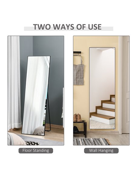 HOMCOM Free Standing Mirror w/ Anti-Slip Pads & Explosion-Proof Film for Bedroom & Dressing Room, 160 x 40cm, Black 831-387 - pic 94201 | FastDaddyshop