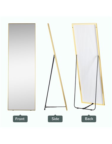 HOMCOM Full-Length Dressing Mirror, Wall-Mounted or Freestanding, Rectangle with Gold Frame, 160 x 50 cm for Bedrooms and Living