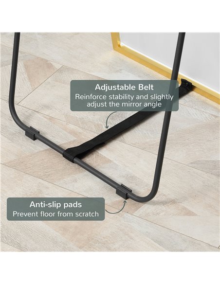 HOMCOM Full-Length Dressing Mirror, Wall-Mounted or Freestanding, Rectangle with Gold Frame, 160 x 50 cm for Bedrooms and Living - pic 94219 | FastDaddyshop