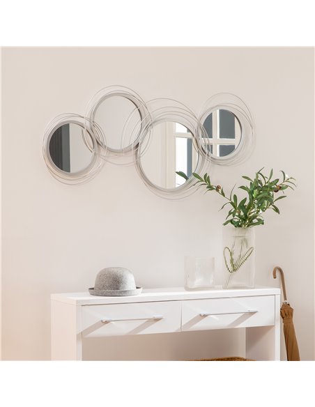 HOMCOM Metallic Artistry: Modern Silver Mirror Wall Sculptures, Decorative Hangings for Living, Dining & Bedrooms 830-651V00SR - pic 94224 | FastDaddyshop