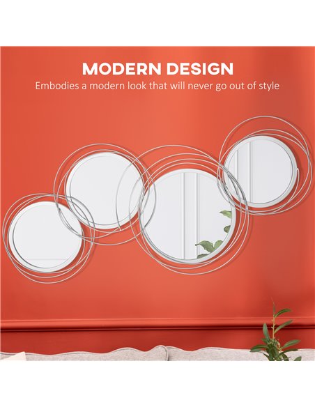 HOMCOM Metallic Artistry: Modern Silver Mirror Wall Sculptures, Decorative Hangings for Living, Dining & Bedrooms 830-651V00SR - pic 94226 | FastDaddyshop