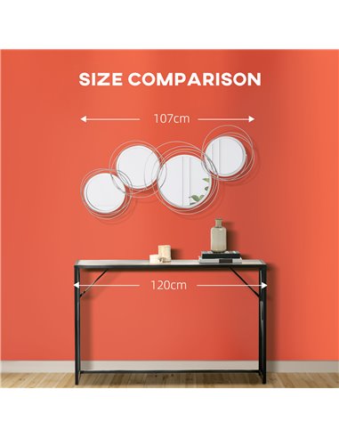 HOMCOM Metallic Artistry: Modern Silver Mirror Wall Sculptures, Decorative Hangings for Living, Dining & Bedrooms 830-651V00SR