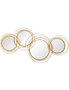 HOMCOM Metal Wall Art Modern Decorative Mirror Decor Hanging Home Wall Sculptures for Living Room Bedroom Dining Room, Gold 830-