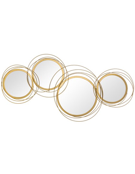 HOMCOM Metal Wall Art Modern Decorative Mirror Decor Hanging Home Wall Sculptures for Living Room Bedroom Dining Room, Gold 830- - pic 94232 | FastDaddyshop