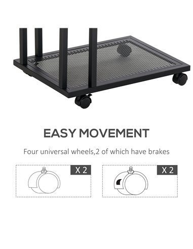 HOMCOM Mobile Sofa Side End Coffee Table Coffee Table Laptop Stand Metal Frame Rolling Castors Storage Wooden Trolly