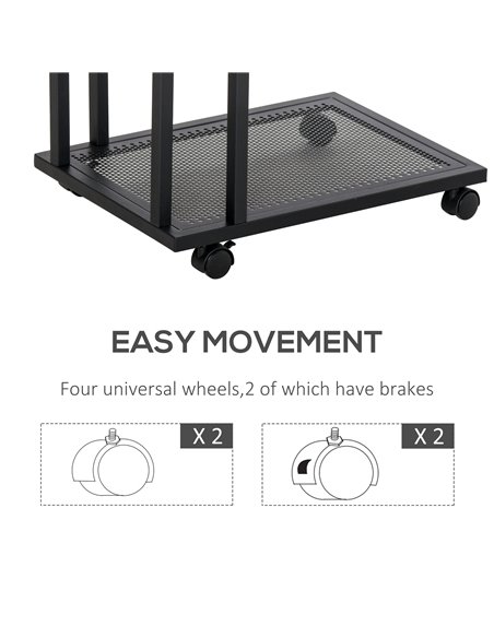 HOMCOM Mobile Sofa Side End Coffee Table Coffee Table Laptop Stand Metal Frame Rolling Castors Storage Wooden Trolly - pic 9424 | FastDaddyshop