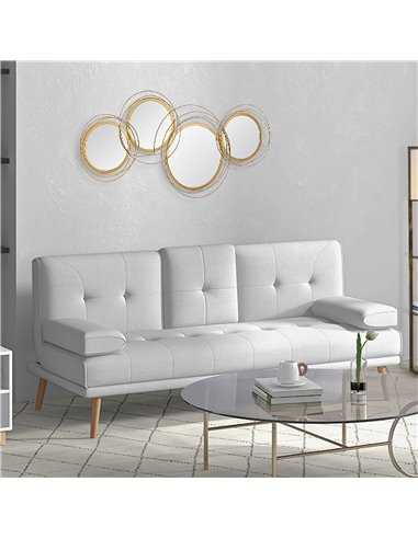 HOMCOM Metal Wall Art Modern Decorative Mirror Decor Hanging Home Wall Sculptures for Living Room Bedroom Dining Room, Gold 830-