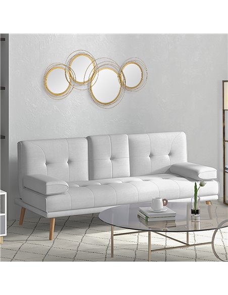 HOMCOM Metal Wall Art Modern Decorative Mirror Decor Hanging Home Wall Sculptures for Living Room Bedroom Dining Room, Gold 830- - pic 94240 | FastDaddyshop