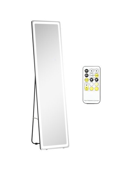 HOMCOM Freestanding Full-Length Mirror with LED Lights, Remote Control, Floor or Wall Mounted for Bedroom 831-583V70SR - pic 94241 | FastDaddyshop
