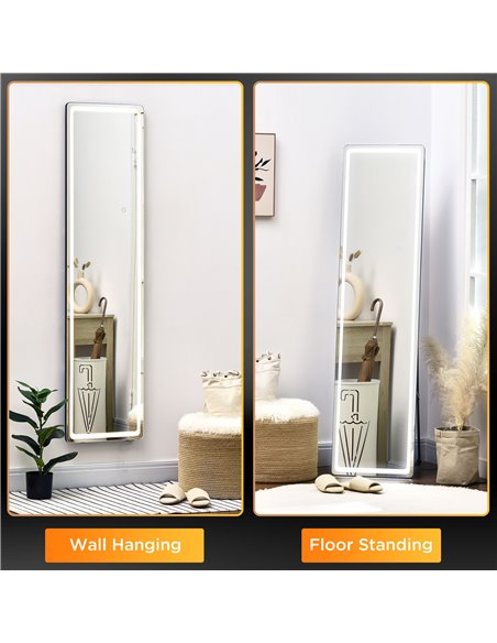 HOMCOM Freestanding Full-Length Mirror with LED Lights, Remote Control, Floor or Wall Mounted for Bedroom 831-583V70SR - pic 94244 | FastDaddyshop