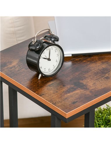 HOMCOM Mobile Sofa Side End Coffee Table Coffee Table Laptop Stand Metal Frame Rolling Castors Storage Wooden Trolly