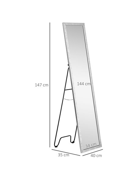 HOMCOM Full-Length Free Standing Dressing Mirror with PS Frame, Bedroom and Living Room, White 831-617V00SR - pic 94252 | FastDaddyshop