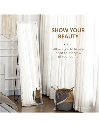 HOMCOM Full-Length Free Standing Dressing Mirror with PS Frame, Bedroom and Living Room, White 831-617V00SR