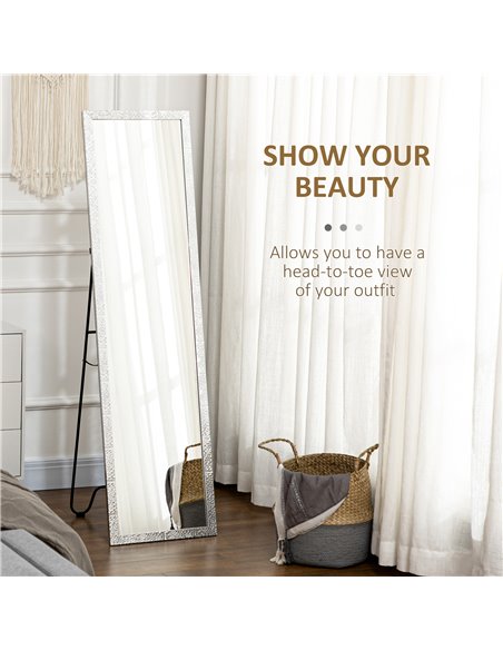 HOMCOM Full-Length Free Standing Dressing Mirror with PS Frame, Bedroom and Living Room, White 831-617V00SR - pic 94253 | FastDaddyshop