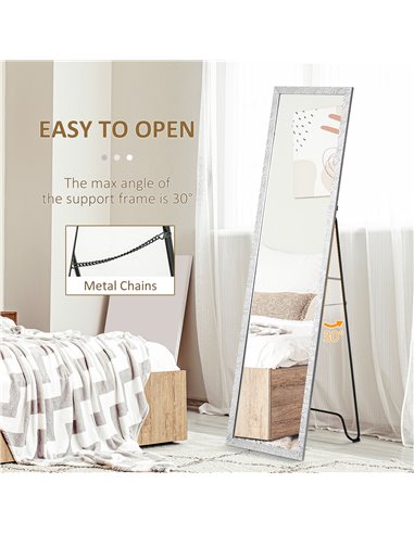 HOMCOM Full-Length Free Standing Dressing Mirror with PS Frame, Bedroom and Living Room, White 831-617V00SR