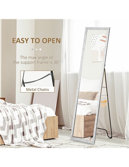 HOMCOM Full-Length Free Standing Dressing Mirror with PS Frame, Bedroom and Living Room, White 831-617V00SR - pic 94254 | FastDaddyshop