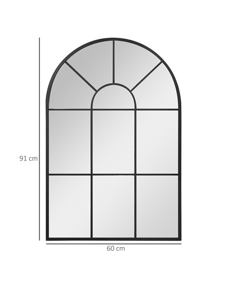HOMCOM Arched Wall Mirror Modern, 91 x 60 cm, Window Style for Living Room, Bedroom, Sleek Design, Black 830-631V01BK - pic 94261 | FastDaddyshop