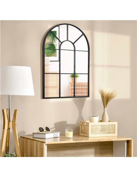 HOMCOM Arched Wall Mirror Modern, 91 x 60 cm, Window Style for Living Room, Bedroom, Sleek Design, Black 830-631V01BK - pic 94264 | FastDaddyshop