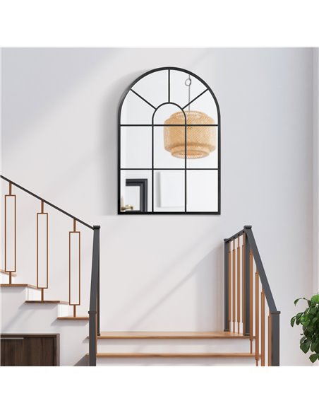 HOMCOM Arched Wall Mirror Modern, 91 x 60 cm, Window Style for Living Room, Bedroom, Sleek Design, Black 830-631V01BK - pic 94265 | FastDaddyshop