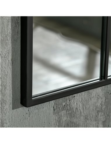 HOMCOM Arched Wall Mirror Modern, 91 x 60 cm, Window Style for Living Room, Bedroom, Sleek Design, Black 830-631V01BK