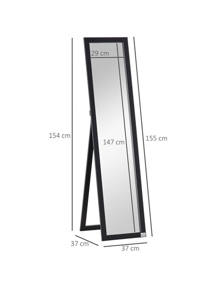 HOMCOM Bedroom Full Length Mirror, Free Standing or Wall Mounted Dressing Mirror, 37 x 154 cm 831-389BK - pic 94279 | FastDaddyshop