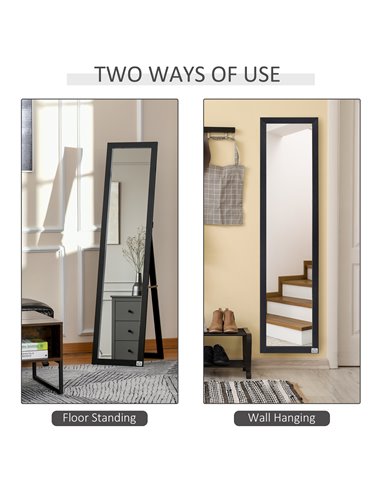 HOMCOM Bedroom Full Length Mirror, Free Standing or Wall Mounted Dressing Mirror, 37 x 154 cm 831-389BK