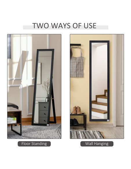 HOMCOM Bedroom Full Length Mirror, Free Standing or Wall Mounted Dressing Mirror, 37 x 154 cm 831-389BK - pic 94281 | FastDaddyshop
