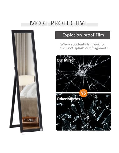 HOMCOM Bedroom Full Length Mirror, Free Standing or Wall Mounted Dressing Mirror, 37 x 154 cm 831-389BK