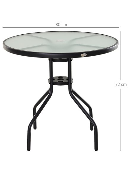 Outsunny Bistro Table Outdoor Round Dining Coffee Table Tempered Glass Top  Side Table Patio Garden - 80cm Diameter - pic 9429 | FastDaddyshop
