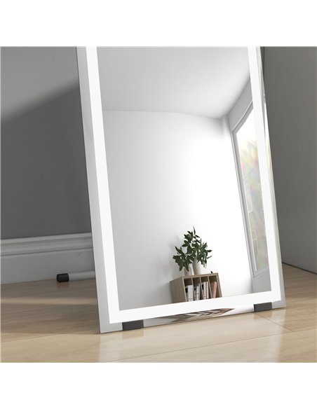 HOMCOM LED Dressing Mirror, Free Standing or Wall Mounted Bedroom Mirror with Dimmable & 3 Colour Lighting, White 831-721V70WT - pic 94294 | FastDaddyshop
