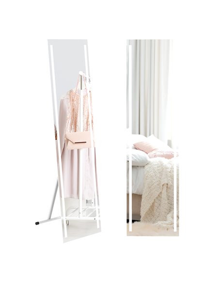 HOMCOM LED Dressing Mirror, Standing Wall Bedroom Mirror with Dimmable 3 Colour Lighting, 23W, 40x50x148cm, White 831-720V70WT - pic 94295 | FastDaddyshop