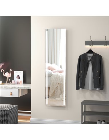 HOMCOM LED Dressing Mirror, Standing Wall Bedroom Mirror with Dimmable 3 Colour Lighting, 23W, 40x50x148cm, White 831-720V70WT