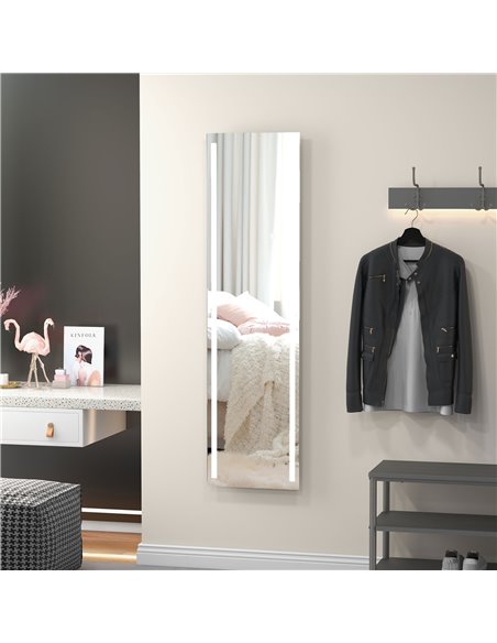 HOMCOM LED Dressing Mirror, Standing Wall Bedroom Mirror with Dimmable 3 Colour Lighting, 23W, 40x50x148cm, White 831-720V70WT - pic 94296 | FastDaddyshop