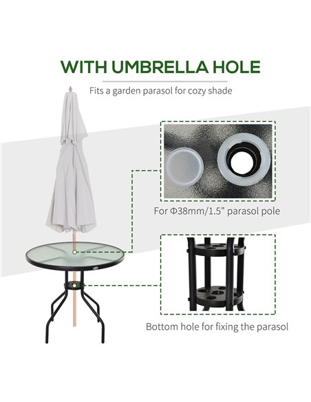 Outsunny Bistro Table Outdoor Round Dining Coffee Table Tempered Glass Top  Side Table Patio Garden - 80cm Diameter - pic 9430 | FastDaddyshop