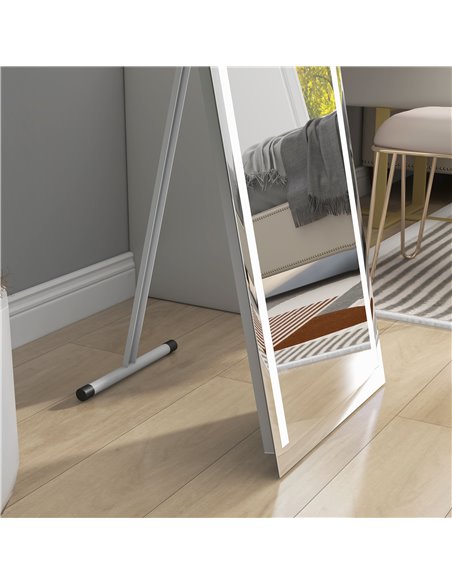 HOMCOM LED Dressing Mirror, Standing Wall Bedroom Mirror with Dimmable 3 Colour Lighting, 23W, 40x50x148cm, White 831-720V70WT - pic 94303 | FastDaddyshop
