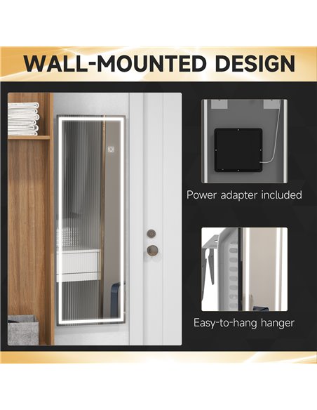 HOMCOM Full Length Mirror with Dimming, 3 Colour LED, Smart Touch, Memory Function, 120 x 40cm, Long Wall Mounted 830-807V70CR - pic 94311 | FastDaddyshop