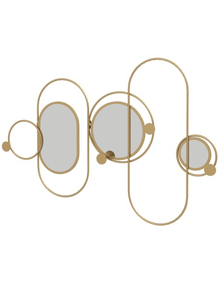 HOMCOM Decorative Metal Wall Mirror with Coat Hooks, Modern Art for Living Room Bedroom, Gold Tone 830-810V00GD - pic 94313 | FastDaddyshop