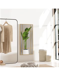 HOMCOM Rectangle Wall Mirror, 110 x 50cm Window Style Vanity Mirror with Metal Frame, Decorative Hanging Mirror for Living Room, 2