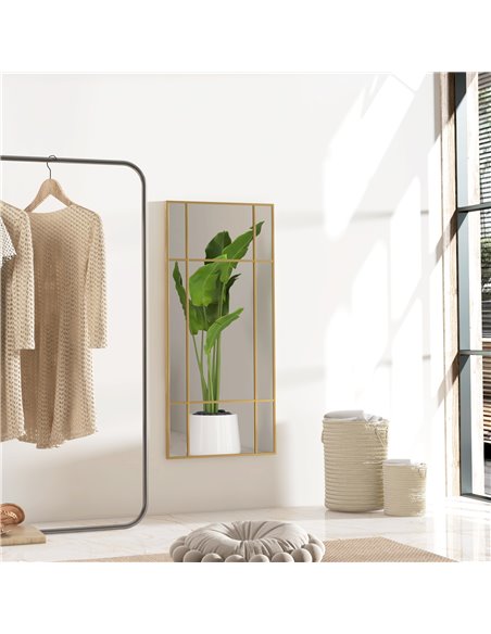 HOMCOM Rectangle Wall Mirror, 110 x 50cm Window Style Vanity Mirror with Metal Frame, Decorative Hanging Mirror for Living Room, - pic 94332 | FastDaddyshop