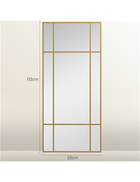 HOMCOM Rectangle Wall Mirror, 110 x 50cm Window Style Vanity Mirror with Metal Frame, Decorative Hanging Mirror for Living Room, - pic 94333 | FastDaddyshop