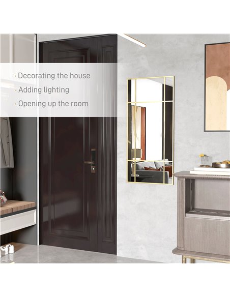 HOMCOM Rectangle Wall Mirror, 110 x 50cm Window Style Vanity Mirror with Metal Frame, Decorative Hanging Mirror for Living Room, - pic 94334 | FastDaddyshop