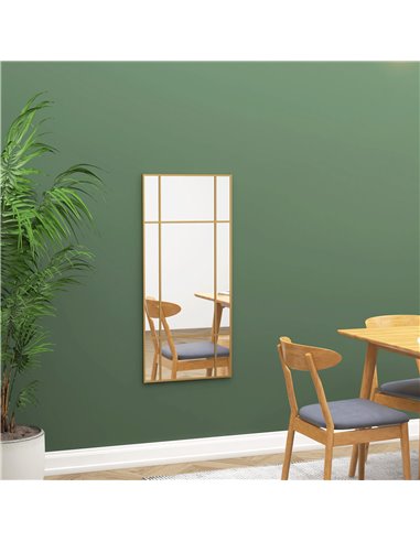 HOMCOM Rectangle Wall Mirror, 110 x 50cm Window Style Vanity Mirror with Metal Frame, Decorative Hanging Mirror for Living Room,